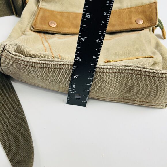 Augur Canvas Shoulder Saddle Bag Messenger Brown Leather Medium‎ Flap Snap Hobo - Picture 15 of 15